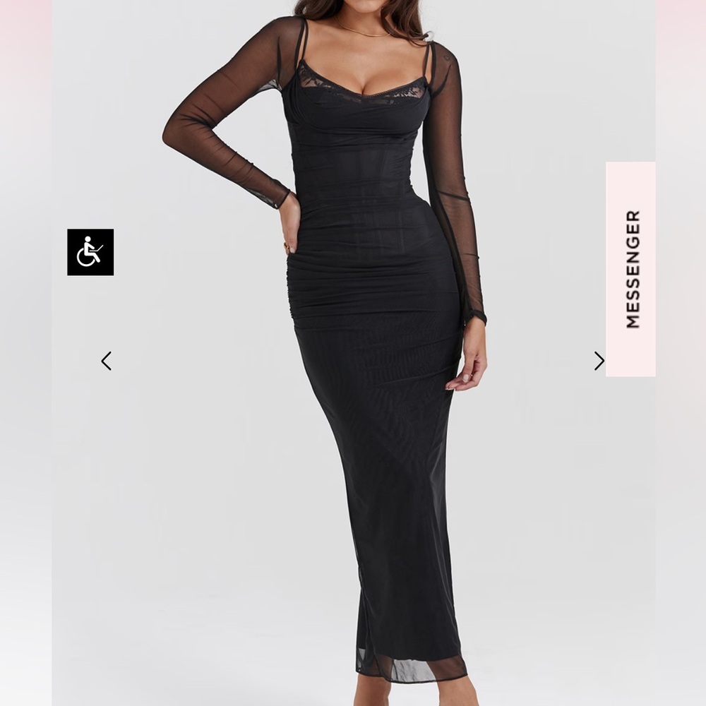House of CB Black Mesh Maxi Dress small with larger cups